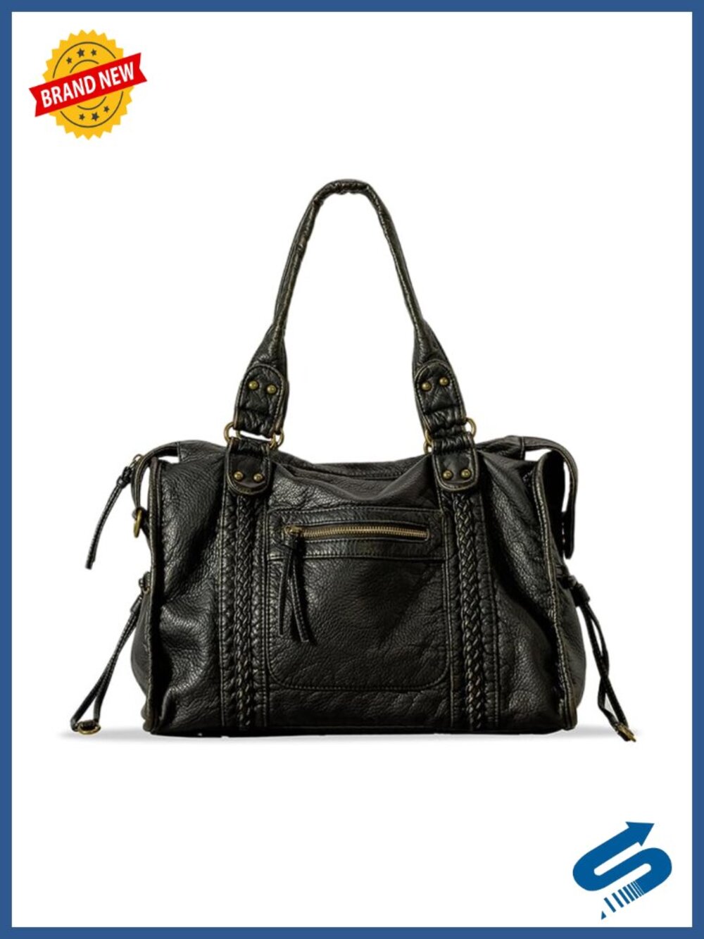 Soft Faux Leather Hobo Tote Bag with Adjustable Crossbody Strap Large